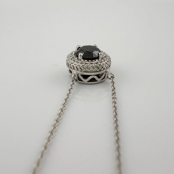 Beautiful 1 Carat Black Diamond Halo Earring and Necklace Set - Picture 12 of 16